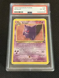 1999 Pokemon Fossil Gengar #20 NON-HOLO PSA 6 - Image 5