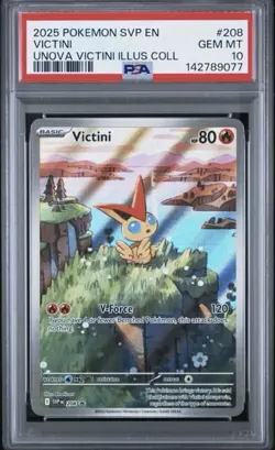 2025 Pokemon Black Bolt White Flare Victini #208 Unova Illustration PSA 10 - Image 1
