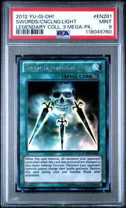 2012 YU-GI-OH! LEGEND COLL 3 MEGA-PACK #EN281 SWORDS OF CONCEALING LIGHT PSA 9 - Image 1