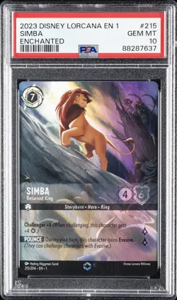 2023 DISNEY LORCANA EN 1-THE FIRST CHAPTER #215 SIMBA - RETURNED KING PSA 10 - Image 1