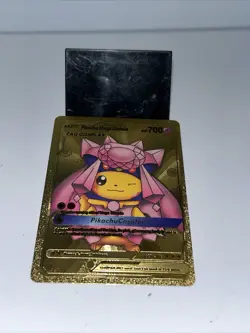 Pikachu Mega Diancie Cosplay Metal Gold Foil Pokemon Card Fan Art Card HP700 - Image 5
