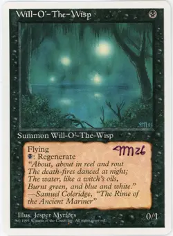 Signed MTG 4th Ed. Will O' the Wisp Artist Proof, Jesper Myrfors, Painted Back - Image 2