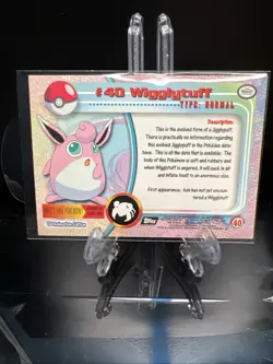1999 Topps Pokemon TV Animation Wigglytuff #40 Black Logo Card Foil - Image 2