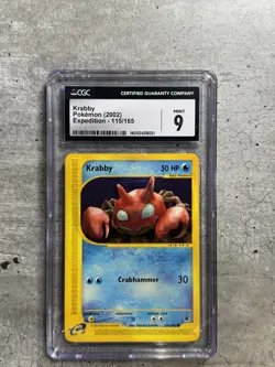 Pokemon Card Krabby CGC 9 Mint, e-Reader Expedition 115/165, 2002 (1A) - Image 1