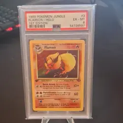 Pokemon Flareon Jungle 1st Edition Holo PSA 6 3/64 1999 English - Image 3