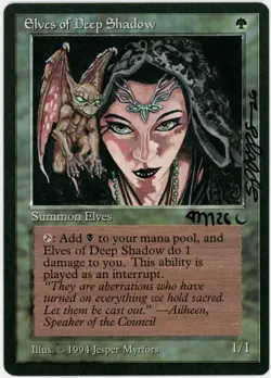 Signed MTG Elves of Deep Shadow Card, The Dark, Jesper Myrfors, Altered Art - Image 1