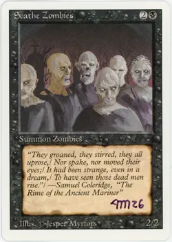 Signed MTG Revised Ed. Scathe Zombies Artist Proof, Jesper Myrfors, Painted Back - Image 2
