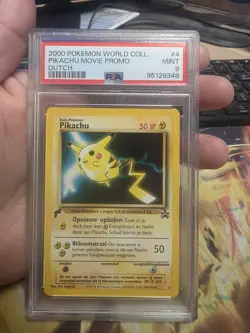 2000 POKEMON WORLD COLL. PIKACHU MOVIE PROMO DUTCH #4 PSA 9 - Image 1
