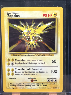 Pokemon '145 Zapdos 16/102 Holo Rare Vintage WOTC 1999 NM - Image 1