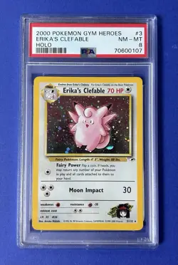 2000 Pokemon Gym Heroes Erika’s Clefable Holo #3 PSA 8 NM-MT - Image 1