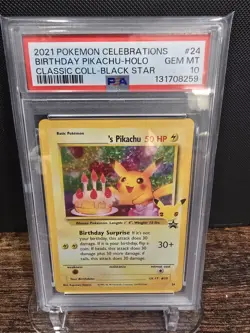 PSA 10 2021 POKEMON CELEBRATIONS CLASSIC COLLECTION BIRTHDAY PIKACHU-HOLO 24 - Image 1