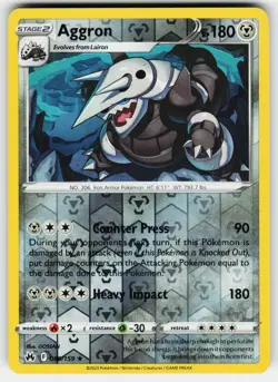 Aggron 089/159 Holo Rare Crown Zenith Pokemon Reverse Holo Near Mint - Image 1