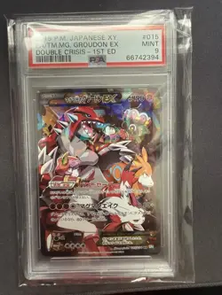 2015 POKEMON JPN XY DOUBLE CRISIS 1ST ED FULL ART/TEAM MAGMA'S GROUDON EX PSA 9 - Image 1