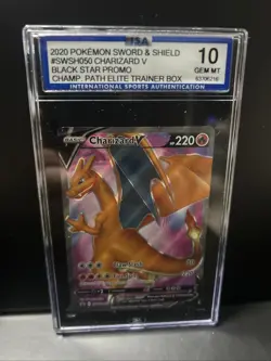 2020 POKEMON SWSH Champion Path ETB Promos HOLO CHARIZARD #SWSH050 - ISA 10 - Image 1