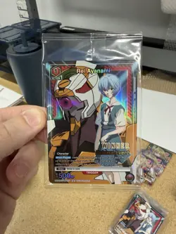 Union Arena TCG Rei Ayanami Release Event Winner Card Foil UEPR/EVA-1-070 - Image 1