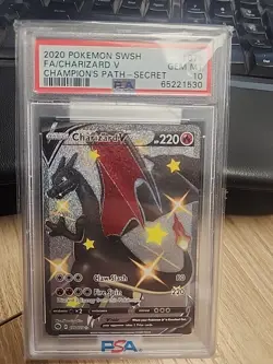 Charizard v Secret Rare Holo Card PSA 10 79/73 Champions Path - Image 1