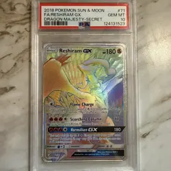 2018 Pokemon Sun & Moon Reshiram GX Dragon Majesty Full Art FA 71/70 PSA 10 GM - Image 1
