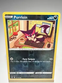 Purrloin 077/159 Common Crown Zenith Pokemon Reverse Holo Near Mint - Image 1