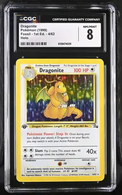 Dragonite 1999 Pokemon Fossil 1st Edition CGC 8 #4 - Image 1