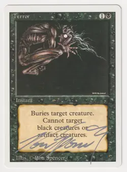 Silver Signed Terror LP Revised Edition Artist Ron Spencer 1994 WOTC MTG Magic! - Image 1