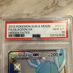 2019 Pokemon Sun & Moon Glaceon Gx Hidden Fates #Sv55 PSA 10 GEM MT Full Art - Image 5