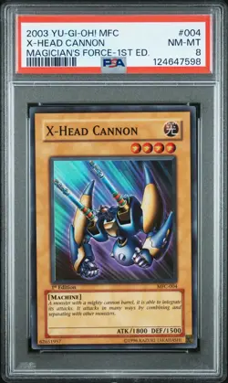 2003 Yu-Gi-Oh! X-Head Cannon Magician's Force MFC 1st Edition Super Rare PSA 8 - Image 1