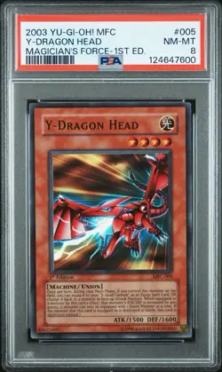 2003 Yu-Gi-Oh! Y-Dragon Head Magician's Force MFC 1st Edition Super Rare PSA 8 - Image 1