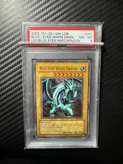 2002 Yugioh LOB-001 Blue-Eyes White Dragon PSA 8 Ultra Rare - Image 1