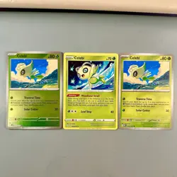 Celebi Grass Type Mythical Pokemon TCG Sword & Shield Lot 3 Cards - Image 1