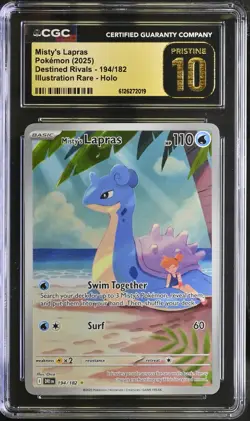 MISTY'S LAPRAS Destined Rivals Illustration Rare #194 CGC Pristine 10 Pokemon - Image 1