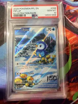 2025 Pokemon Phantasmal Flames 098/094 Illustration Rare Piplup PSA 10 - Image 1
