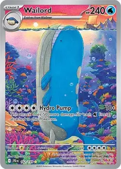 2025 POKEMON JTG EN-JOURNEY TOGETHER 162 WAILORD ILLUSTRATION RARECert#7110 - Image 2
