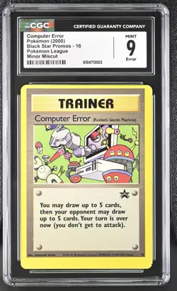 Computer Error MINOR MISCUT ERROR CGC 9 Black Star Promo 16 League 2000 Pokemon - Image 1