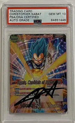 Dragon Ball CHRISTOPHER SABAT Card Vegeta Candidate Of Destruction PSA Auto 10 - Image 1
