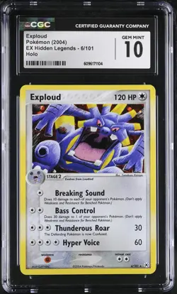 CGC 10 GEM MINT Exploud 2004 EX Hidden Legends 6/101 Holo Pokemon Card - Image 1