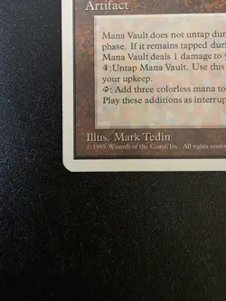 Mana Vault MTG Core Set 4th Edition Artifact Rare Regular Mark Tedin 1995 - Image 3