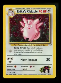 Erika's Clefable 3/132 Gym Heroes 2000 Holo Rare WOTC Pokemon Card TCG - Image 1