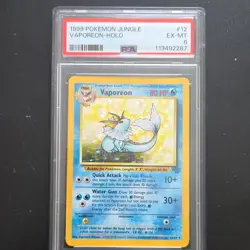 Pokemon Vaporeon Jungle Holo 12/64 PSA 6 EX-MT Unlimited Rare Card 1999 - Image 1