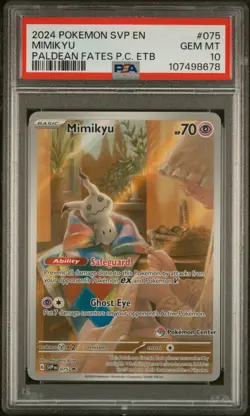 2024 POKEMON PALDEAN FATES POKEMON CENTER ETB PROMO SVP #075 MIMIKYU PSA 10 - Image 1