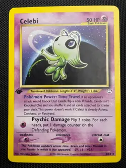Pokemon TCG Celebi 03/64 Neo Revelation Holo First Edition LP - Image 1