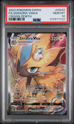 2023 POKEMON SWORD AND SHIELD CROWN ZENITH GG42 FULL ART/ZERAORA VMAX | PSA 10 - Image 1