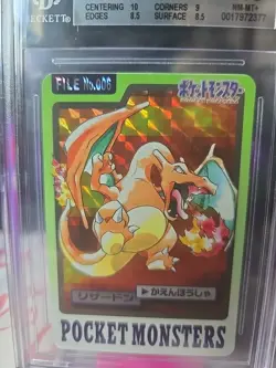 Pokemon 1997 Bandai Carddass #6 Charizard Part 3 And 4 BGS 8.5 - Image 3