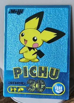 Japanese Pokemon Card Meiji Pichu Metallic Blue - Image 1