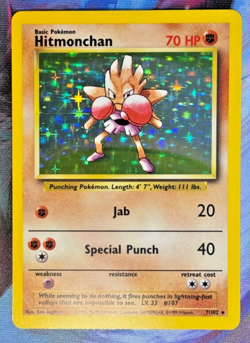 1999 Pokemon Hitmonchan 7/102 Base Set Holo Rare Unlimited LP WOTC Vintage Card - Image 2