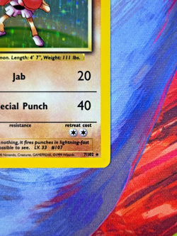 1999 Pokemon Hitmonchan 7/102 Base Set Holo Rare Unlimited LP WOTC Vintage Card - Image 5