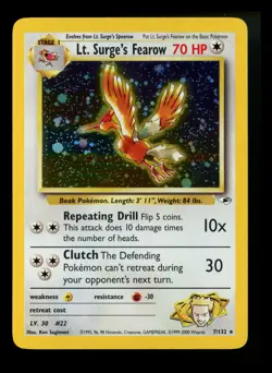 #2 Lt. Surge's Fearow 7/132 Gym Heroes 2000 Holo Rare WOTC Pokemon Card TCG - Image 1
