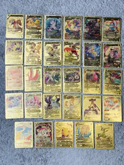 Set of 28 Dragonite,Lugia,Arcanine&More!!! Rare Gold Accent Foil Fan Art Cards - Image 1