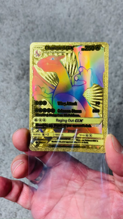 Rare Charizard GX HP250 Unique Rainbow Gold Foil Fan Art Collector Card NM! - Image 2