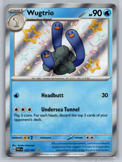 Wugtrio - 122/091 - Pokemon Paldean Fates Shiny Rare Card NM - Image 1
