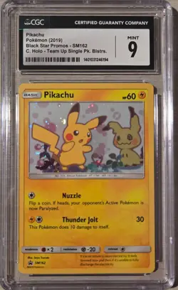 Pikachu SM162 Team Up Promo Holo CGC 9 Black Star Promo - Image 1